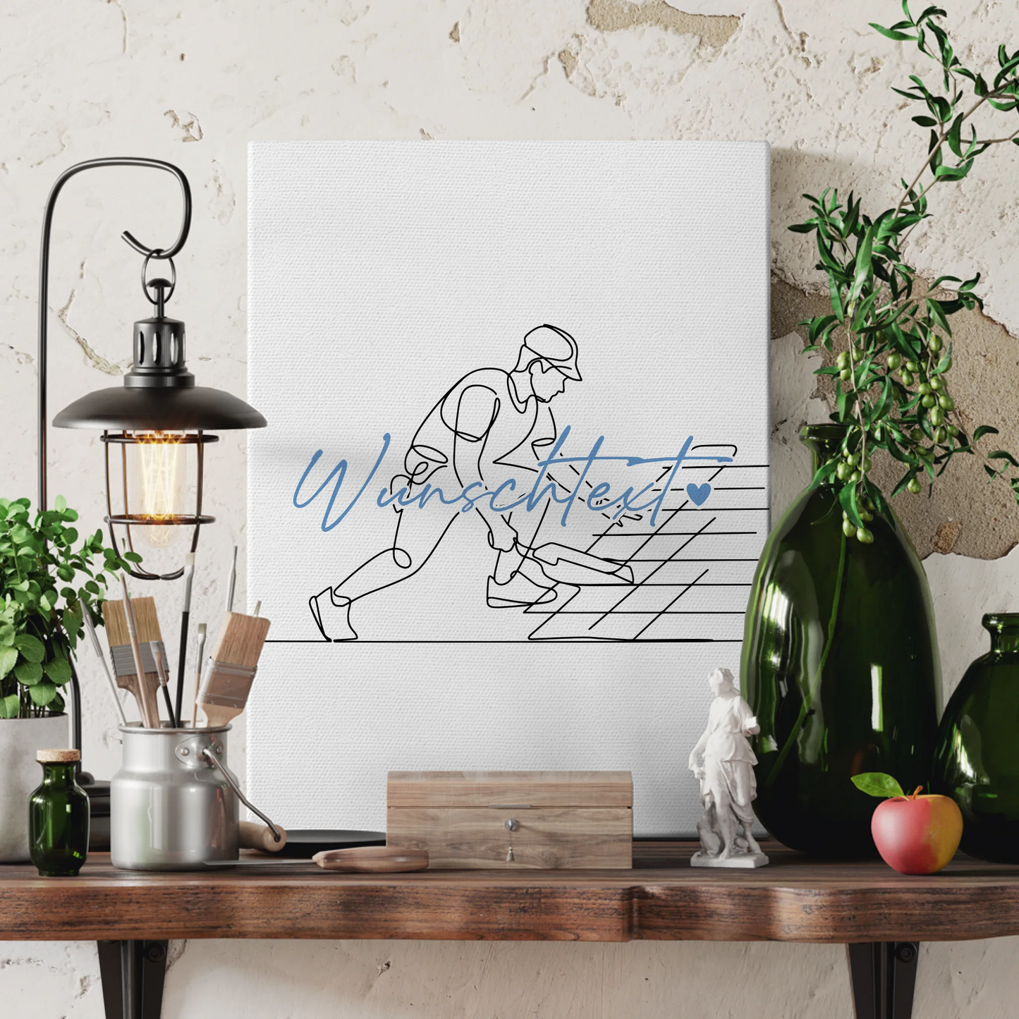 Lineart Leinwand Personalisiert Dachdecker Geschenk Sohn & Bruder 3