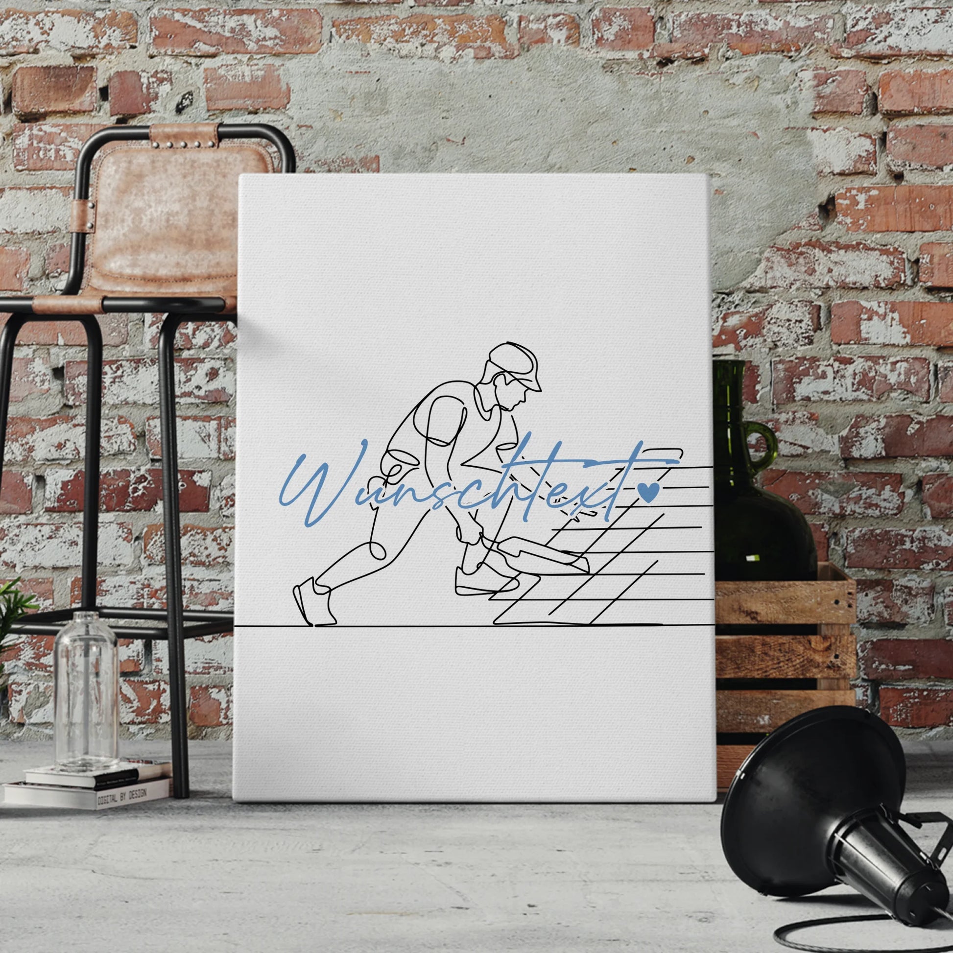 Lineart Leinwand Personalisiert Dachdecker Geschenk Sohn & Bruder 4