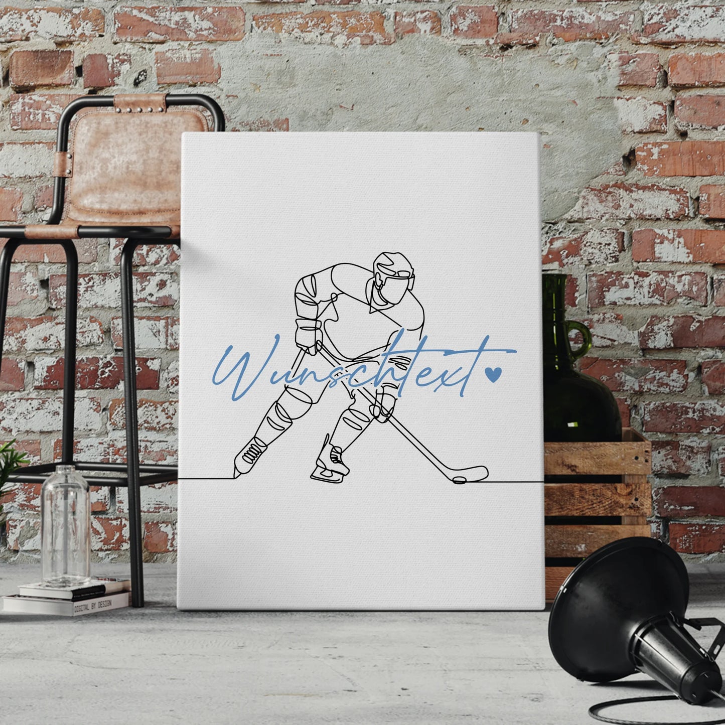 Personalisierte Leinwand Lineart Eishockey Geschenk Sohn & Bruder 4