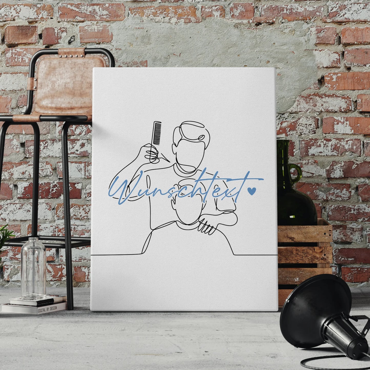 Personalisierte Leinwand Lineart Friseur Geschenk Sohn & Bruder 4