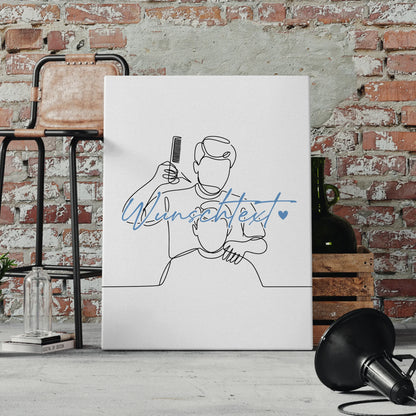 Personalisierte Leinwand Lineart Friseur Geschenk Sohn & Bruder 4