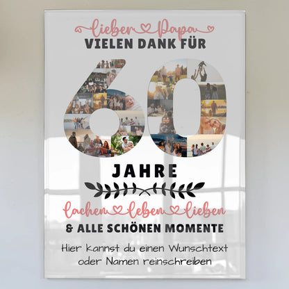 Personalisiertes Acrylglas Bild für Papa zum 60. Geburtstag mit Wunschtext