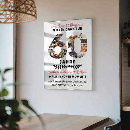 Personalisiertes Acrylglas Bild für Papa zum 60. Geburtstag mit Wunschtext