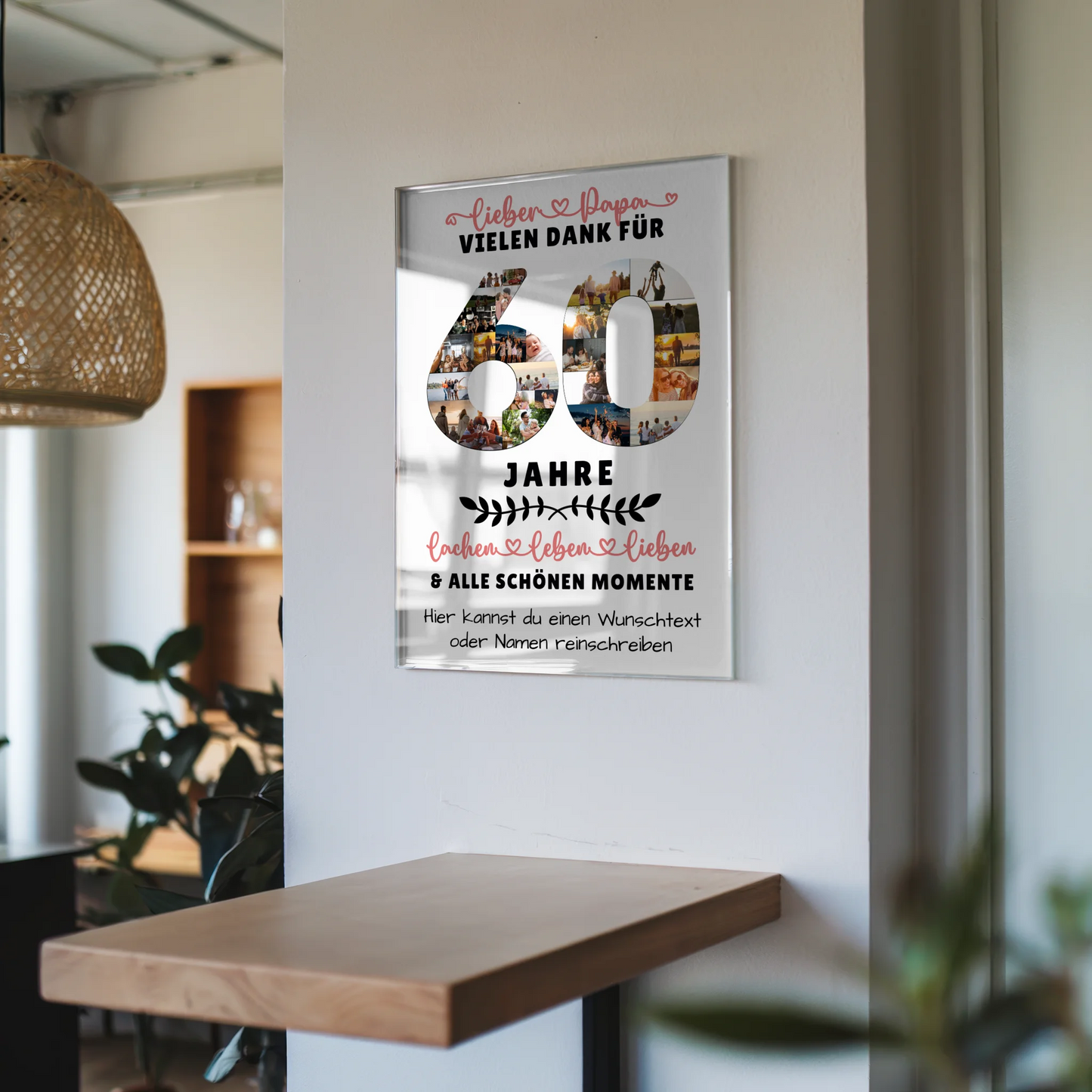 Personalisiertes Acrylglas Bild für Papa zum 60. Geburtstag mit Wunschtext