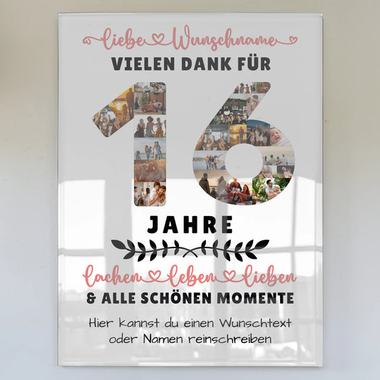 Personalisiertes Acrylglas Wandbild 16 Geburtstag Für Tochter Sohn Schwester Bruder Nichte & Neffe