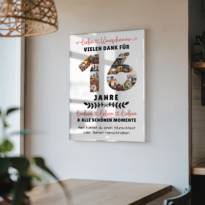 Personalisiertes Acrylglas Wandbild 16 Geburtstag Für Tochter Sohn Schwester Bruder Nichte & Neffe