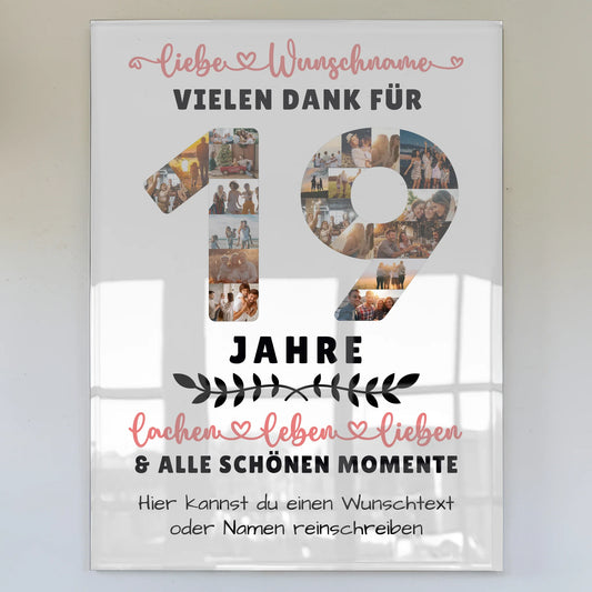 Acrylglasbild Personalisiert 19 Geburtstag Für Sohn Tochter Schwester Bruder Neffe & Nichte