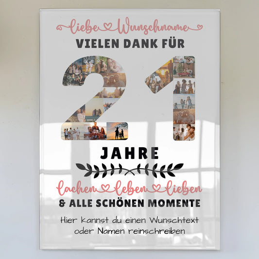 Acrylglas Wandbild Personalisiert 21 Geburtstag Für Sohn Tochter Bruder Schwester Nichte & Neffe