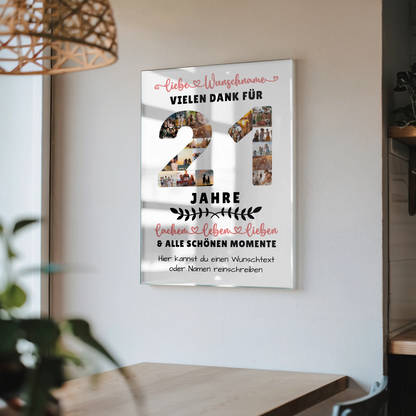 Acrylglas Wandbild Personalisiert 21 Geburtstag Für Sohn Tochter Bruder Schwester Nichte & Neffe