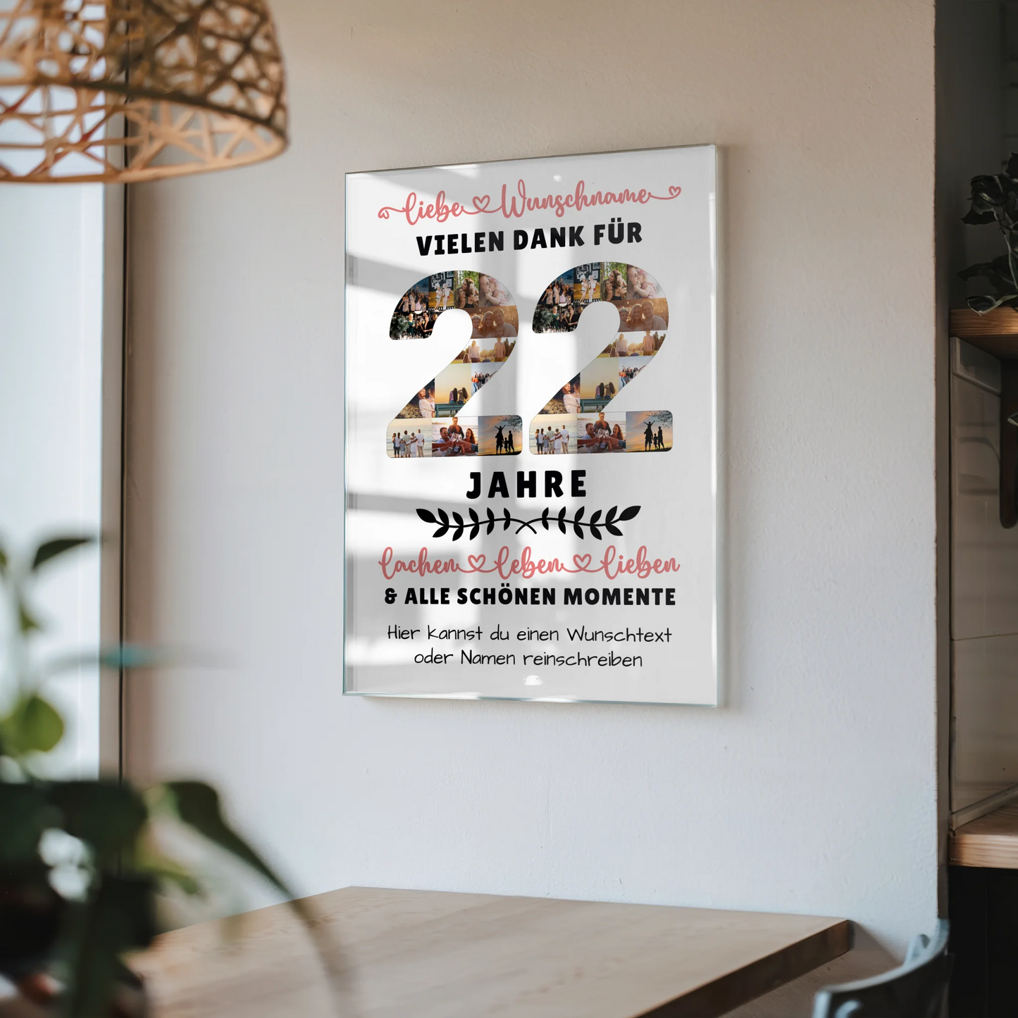 Personalisiertes Acrylglas Wandbild 22 Geburtstag Für Tochter Sohn Schwester Bruder Nichte & Neffe