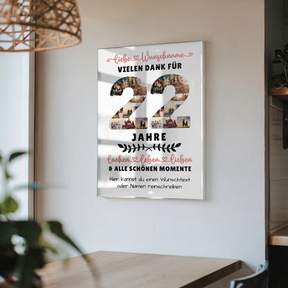 Personalisiertes Acrylglas Wandbild 22 Geburtstag Für Tochter Sohn Schwester Bruder Nichte & Neffe