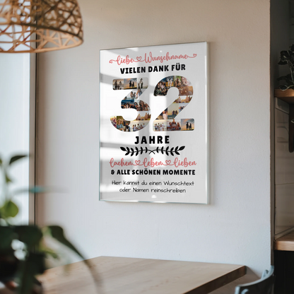 Acrylglas Bild Personalisiert 32 Geburtstag Für Sohn Tochter Schwester Bruder Nichte & Neffe