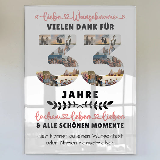 Acrylglas Wandbild Personalisiert 33 Geburtstag Für Sohn Tochter Bruder Schwester Nichte & Neffe