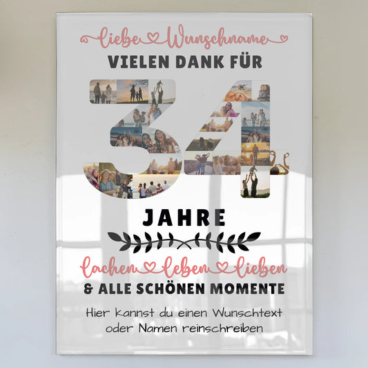 Personalisiertes Acrylglas Wandbild 34 Geburtstag Für Tochter Sohn Schwester Bruder Nichte & Neffe
