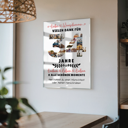 Personalisiertes Acrylglas Wandbild 34 Geburtstag Für Tochter Sohn Schwester Bruder Nichte & Neffe