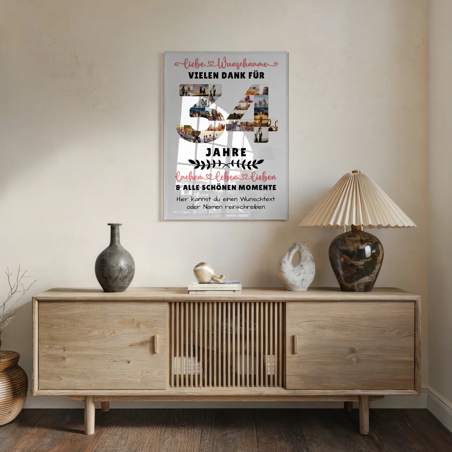 Personalisiertes Acrylglas Wandbild 34 Geburtstag Für Tochter Sohn Schwester Bruder Nichte & Neffe