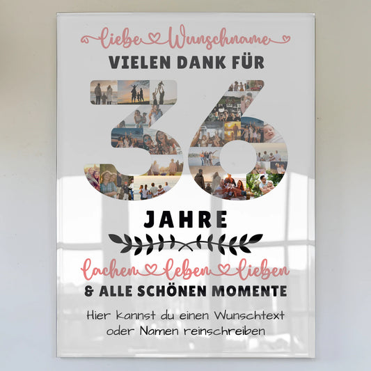 Personalisiertes Acrylglas Bild 36 Geburtstag Für Tochter Sohn Bruder Neffe Nicht & Schwester