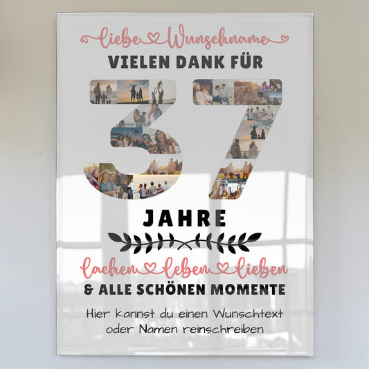 Acrylglasbild Personalisiert 37 Geburtstag Für Sohn Tochter Schwester Bruder Neffe & Nichte