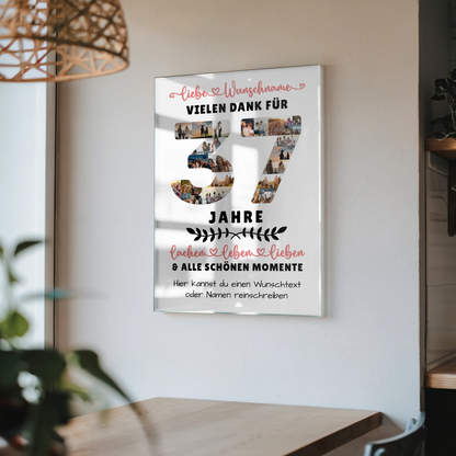 Acrylglasbild Personalisiert 37 Geburtstag Für Sohn Tochter Schwester Bruder Neffe & Nichte