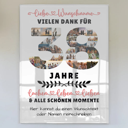 Acrylglas Bild Personalisiert 38 Geburtstag Für Mama Papa Schwester & Bruder