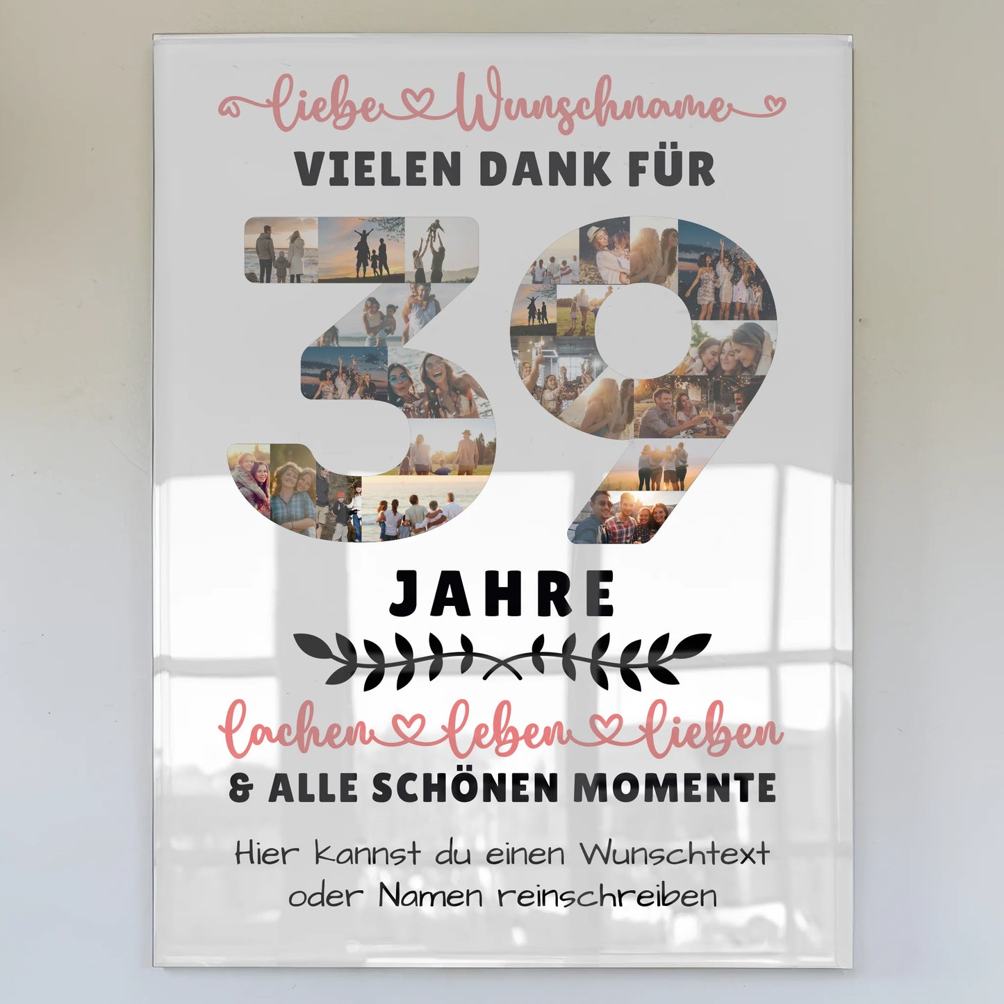 Acrylglas Wandbild Personalisiert 39 Geburtstag Für Papa Mama Schwester & Bruder