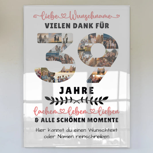 Acrylglas Wandbild Personalisiert 39 Geburtstag Für Papa Mama Schwester & Bruder