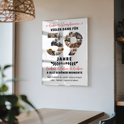 Acrylglas Wandbild Personalisiert 39 Geburtstag Für Papa Mama Schwester & Bruder