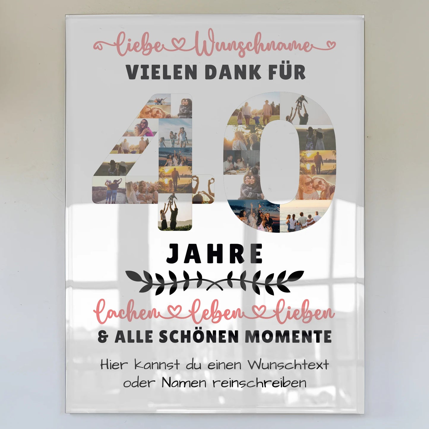 Personalisiertes Acrylglas Wandbild 40 Geburtstag Für Papa Mama Bruder & Schwester