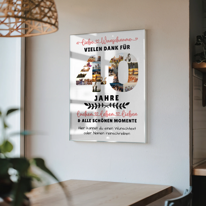 Personalisiertes Acrylglas Wandbild 40 Geburtstag Für Papa Mama Bruder & Schwester