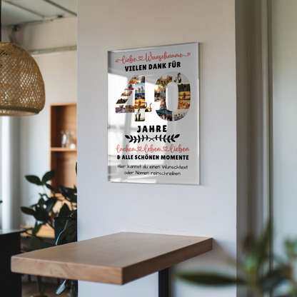 Personalisiertes Acrylglas Wandbild 40 Geburtstag Für Papa Mama Bruder & Schwester