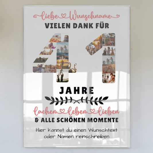 Personalisiertes Acrylglasbild 41 Geburtstag Für Bruder Schwester Papa & Mama
