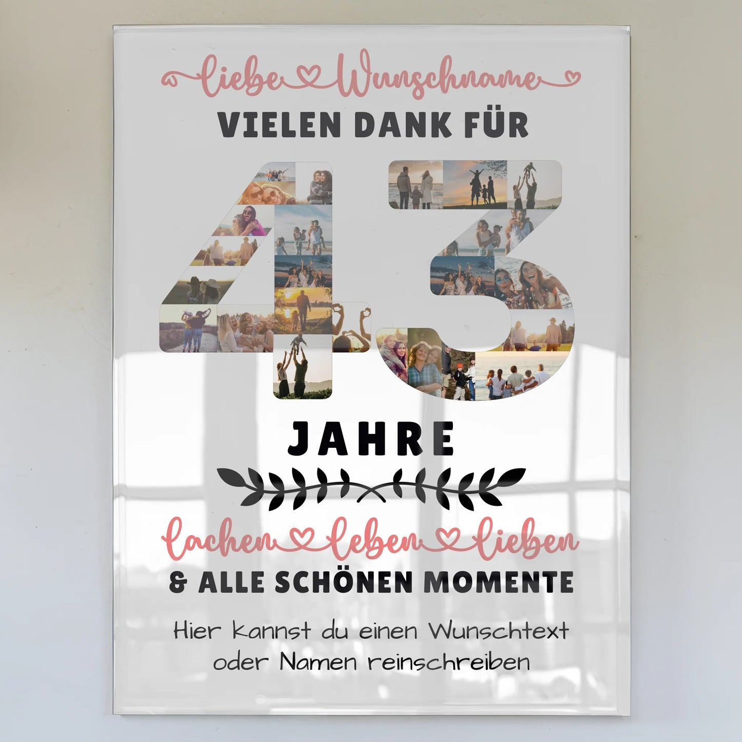 Acrylglasbild Personalisiert 43 Geburtstag Für Schwester Bruder Mama & Papa