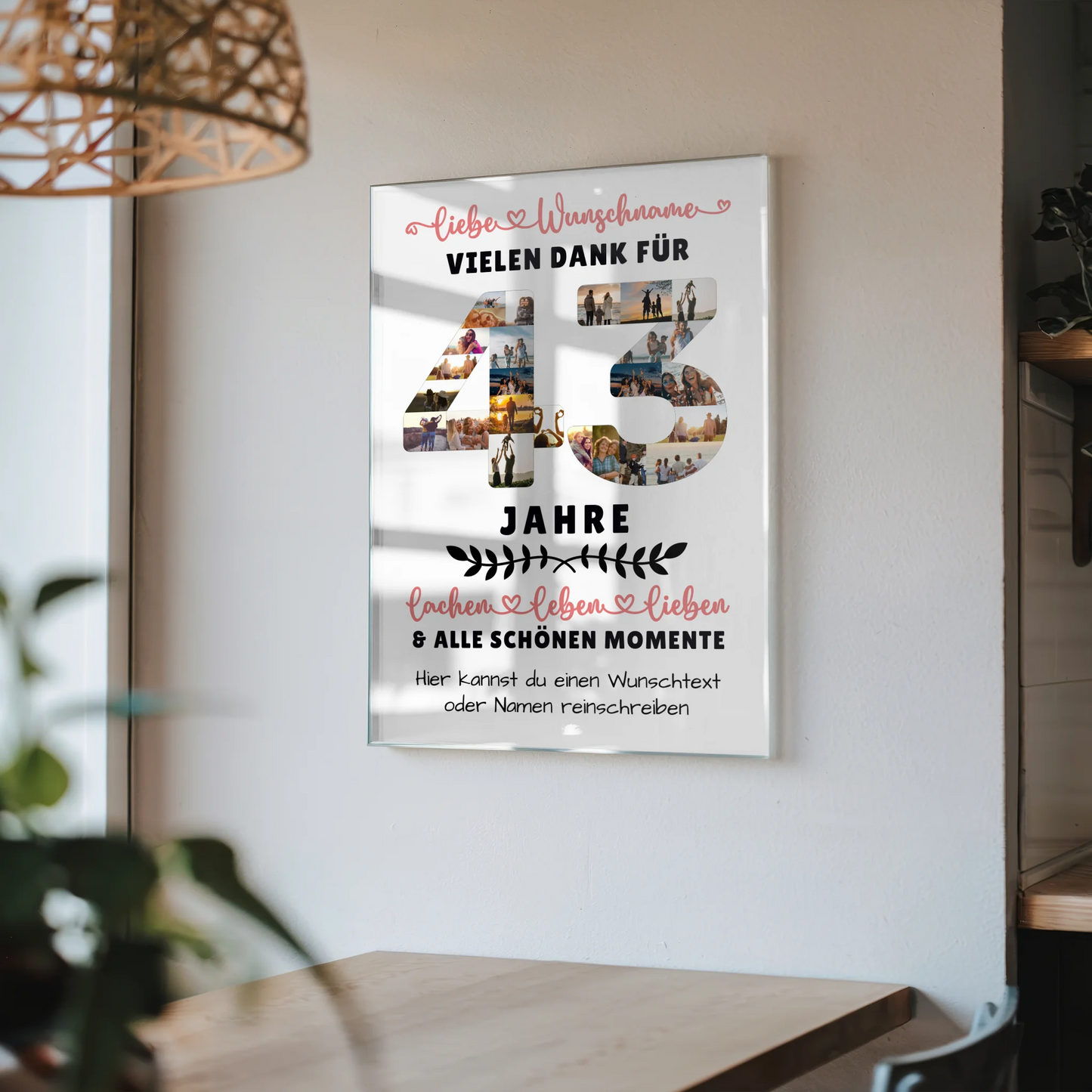 Acrylglasbild Personalisiert 43 Geburtstag Für Schwester Bruder Mama & Papa