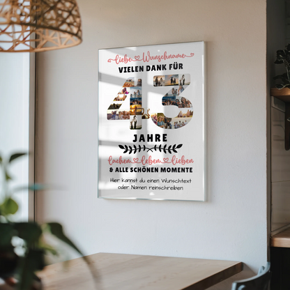 Acrylglasbild Personalisiert 43 Geburtstag Für Schwester Bruder Mama & Papa