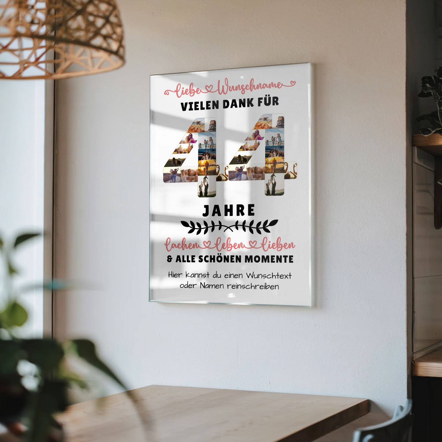 Acrylglas Bild Personalisiert 44 Geburtstag Für Schwester Bruder Papa & Mama