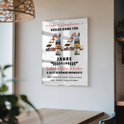 Acrylglas Bild Personalisiert 44 Geburtstag Für Schwester Bruder Papa & Mama