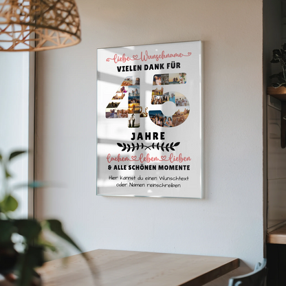 Acrylglas Wandbild Personalisiert 45 Geburtstag Für Mama Papa Schwester & Bruder