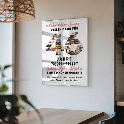 Personalisiertes Acrylglas Wandbild 46 Geburtstag Für Papa Mama Schwester & Bruder