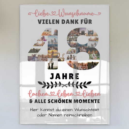 Personalisiertes Acrylglas Bild 48 Geburtstag Für Bruder Schwester Papa & Mama