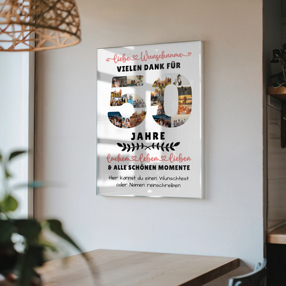 Acrylglas Bild Personalisiert 50 Geburtstag Für Schwester Bruder Mama & Papa