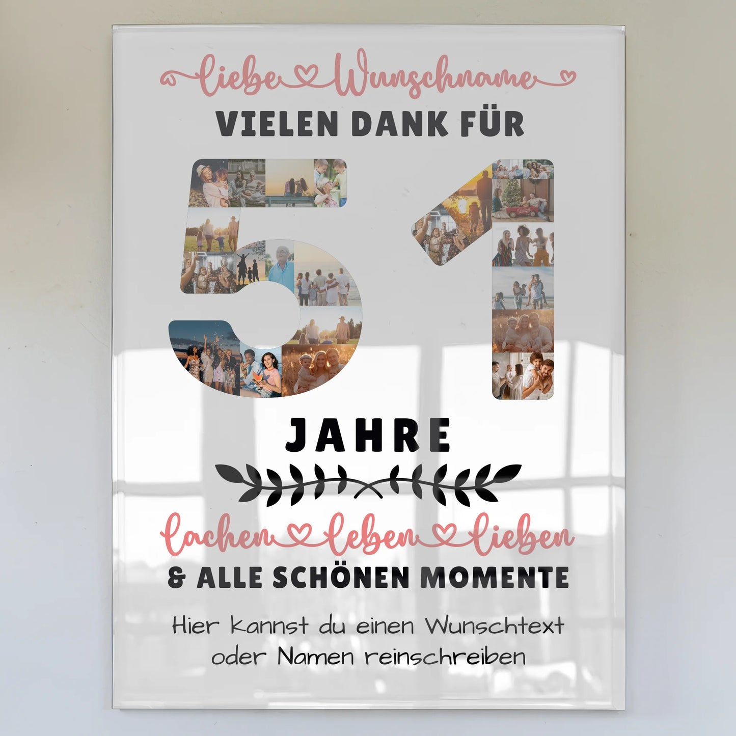Acrylglas Wandbild Personalisiert 51 Geburtstag Für Schwester Bruder Papa & Mama