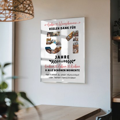 Acrylglas Wandbild Personalisiert 51 Geburtstag Für Schwester Bruder Papa & Mama