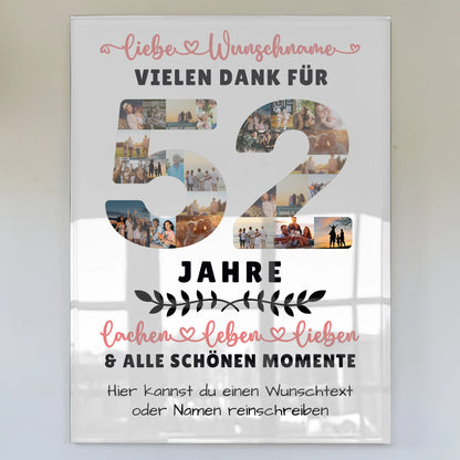 Personalisiertes Acrylglas Wandbild 52 Geburtstag Für Mama Papa Schwester & Bruder