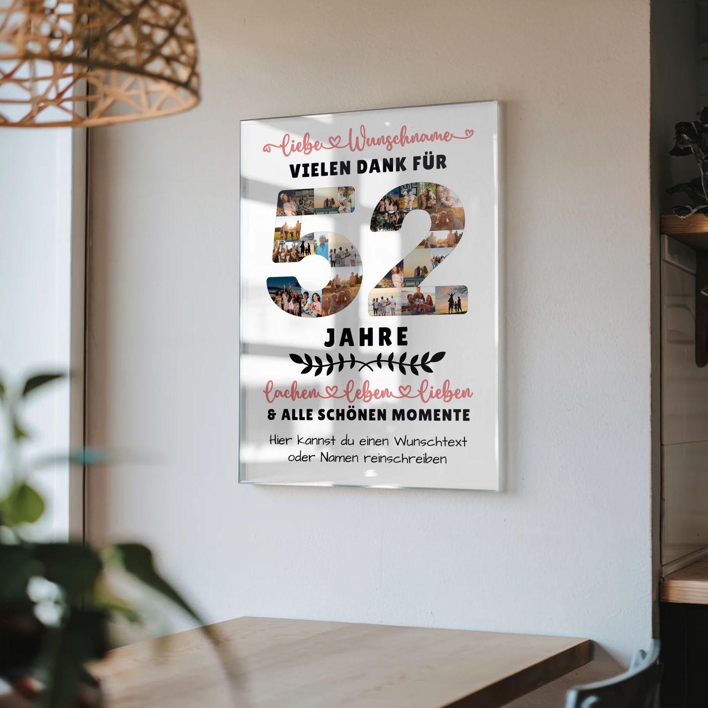 Personalisiertes Acrylglas Wandbild 52 Geburtstag Für Mama Papa Schwester & Bruder