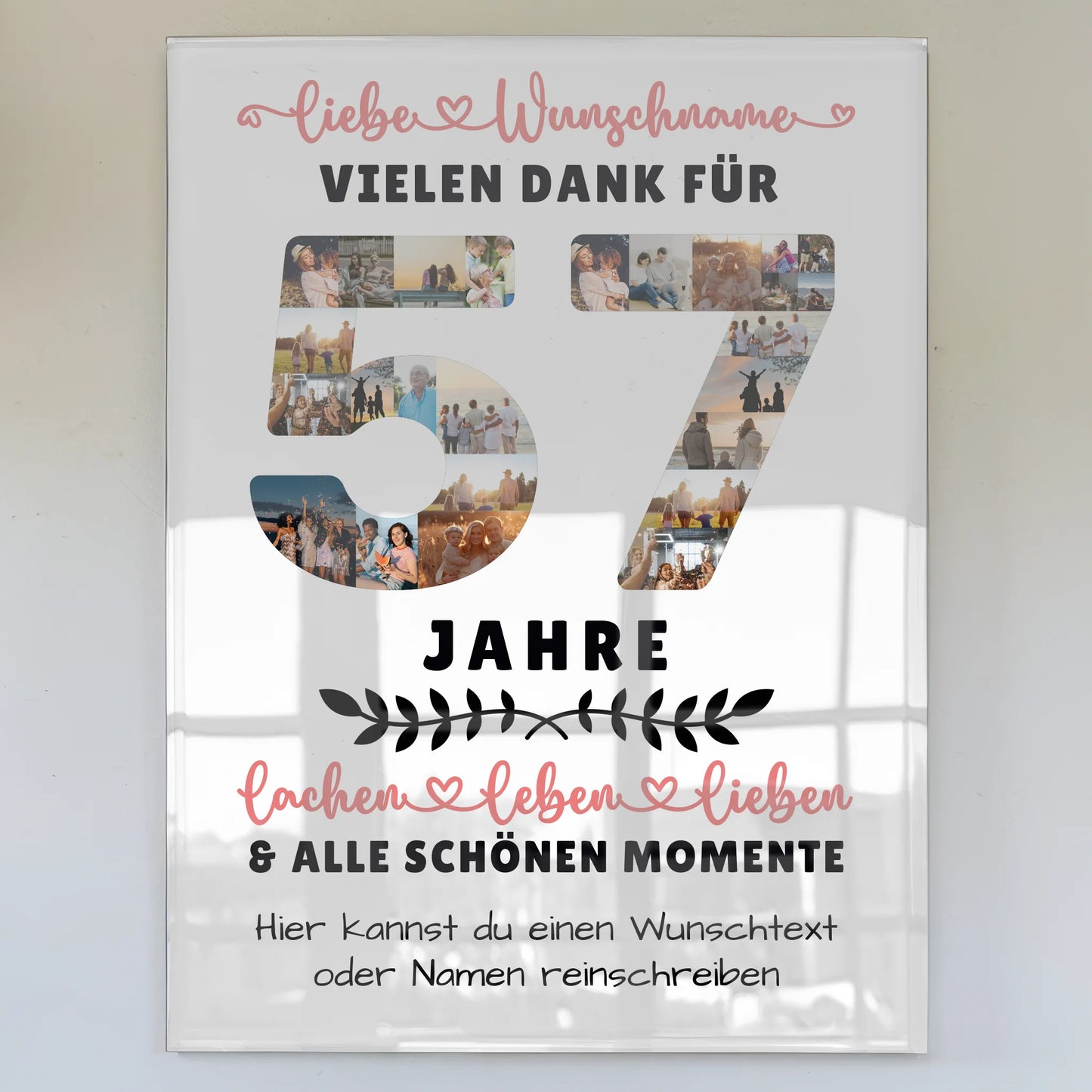 Acrylglas Wandbild Personalisiert 57 Geburtstag Für Schwester Bruder Mama & Papa