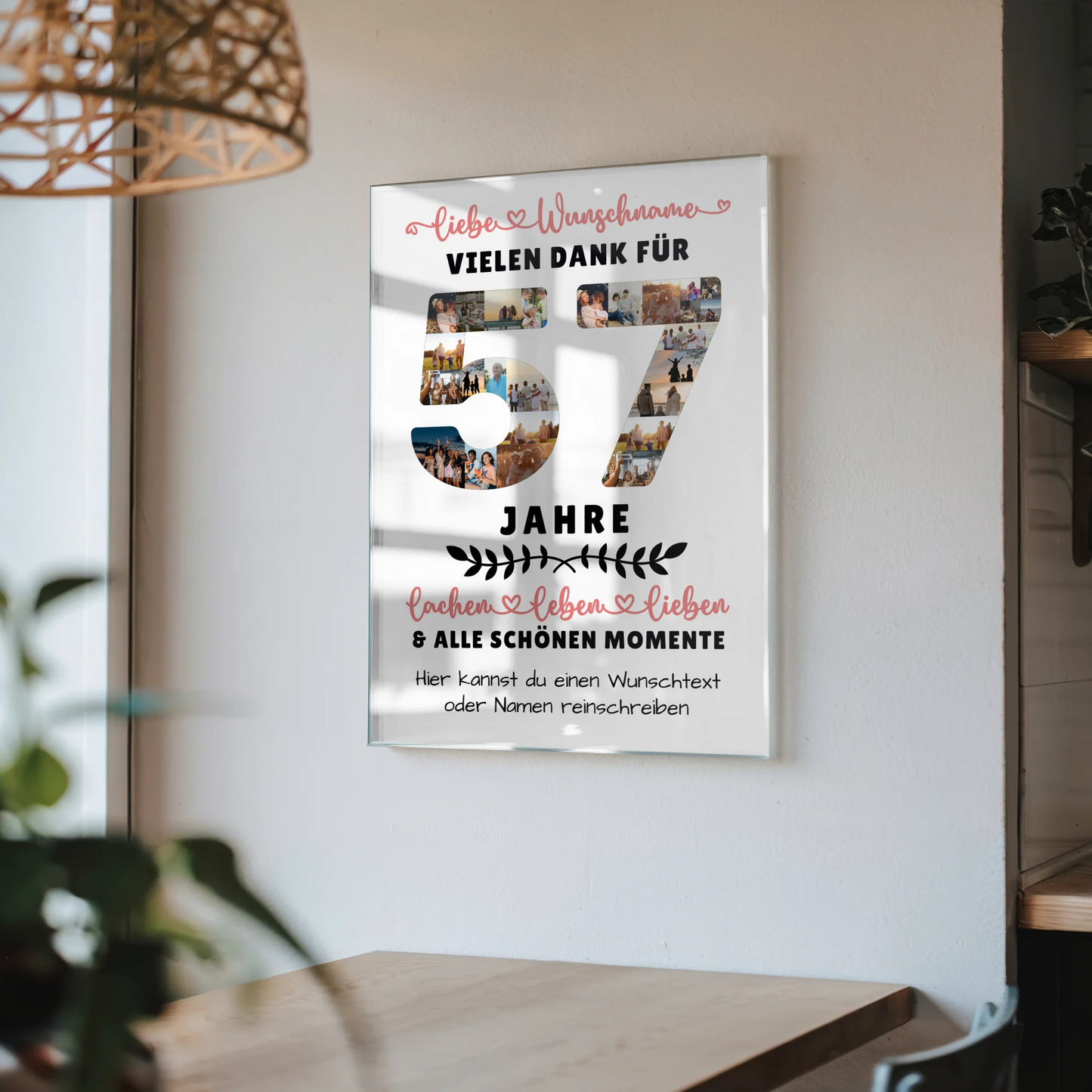 Acrylglas Wandbild Personalisiert 57 Geburtstag Für Schwester Bruder Mama & Papa