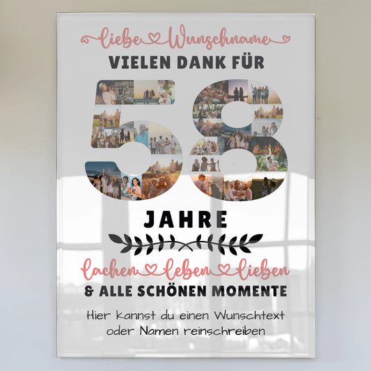 Personalisiertes Acrylglas Wandbild 58 Geburtstag Für Schwester Bruder Papa & Mama
