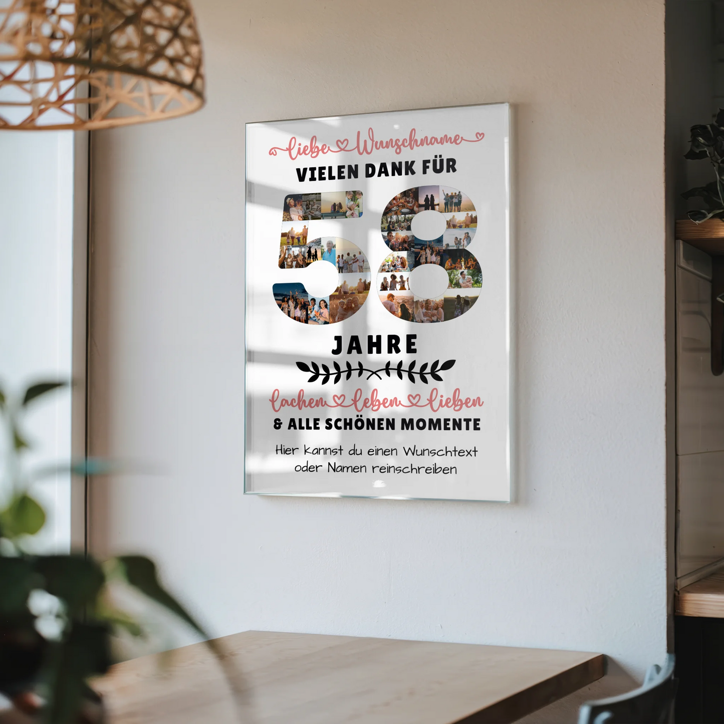 Personalisiertes Acrylglas Wandbild 58 Geburtstag Für Schwester Bruder Papa & Mama