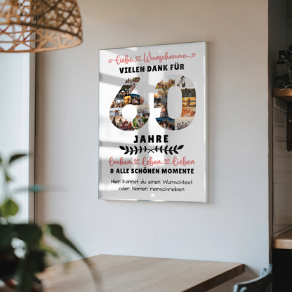 Personalisiertes Acrylglas Bild 60 Geburtstag Für Papa Mama Schwester & Bruder
