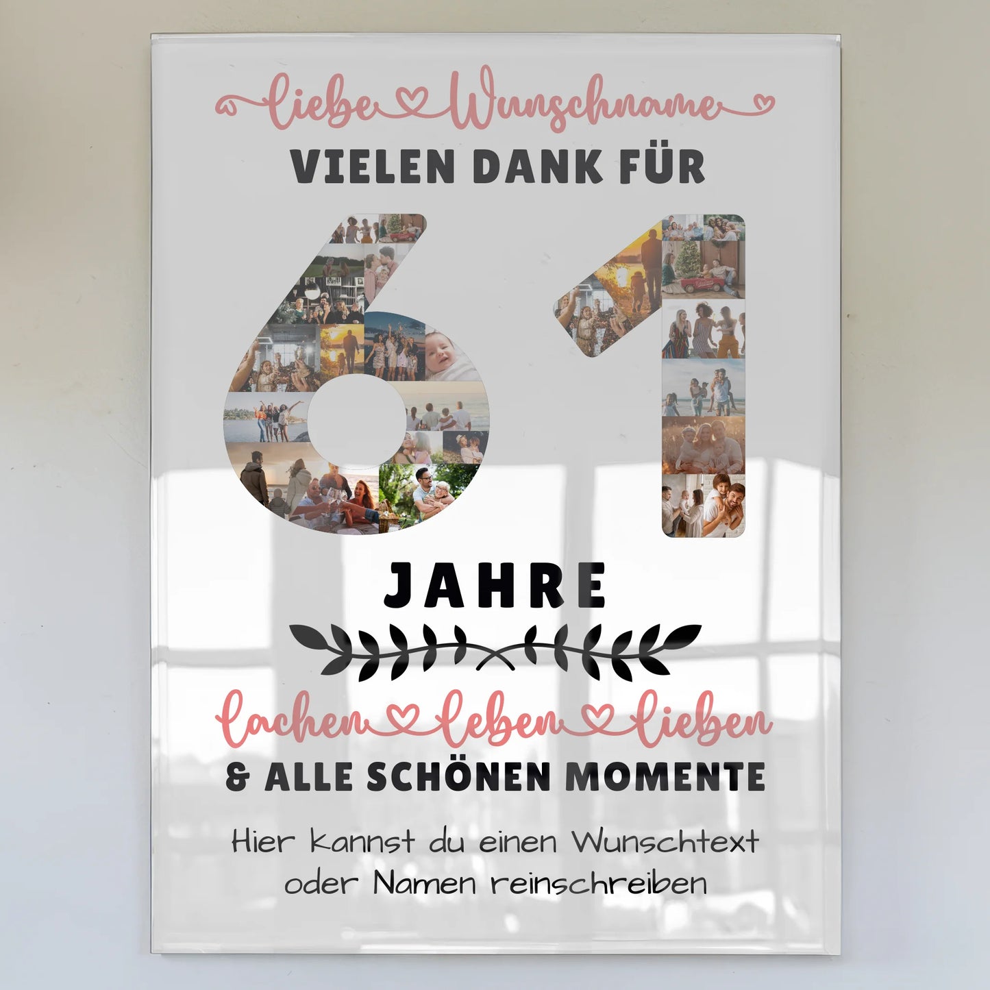 Acrylglasbild Personalisiert 61 Geburtstag Für Papa Mama Bruder & Schwester